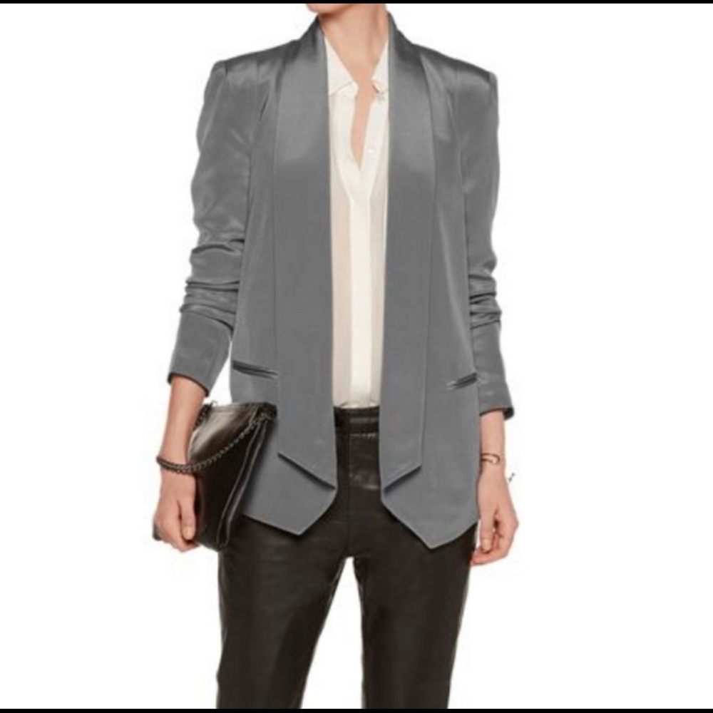 REBECCA MINKOFF BECKY GRAY SILK BLAZER SIZE 2